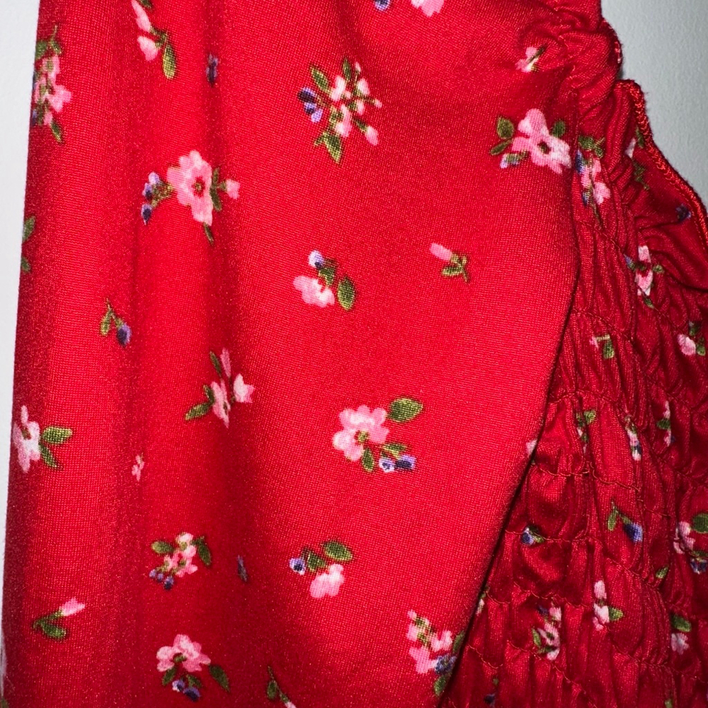 Women's Heart & Hips Floral Smocked Peplum Top Red/Pink Size Medium Boho - Picture 4 of 13